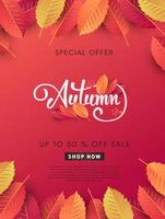 mise en page de fond de vente d'automne décorer avec des feuilles vecteur