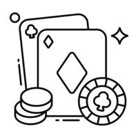 branché conception de poker cartes icône vecteur