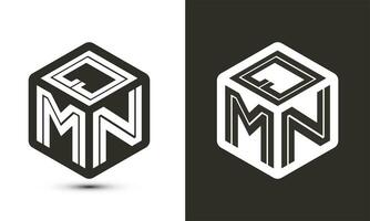 qmn lettre logo conception avec illustrateur cube logo, vecteur logo moderne alphabet Police de caractère chevauchement style.