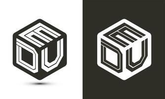 edu lettre logo conception avec illustrateur cube logo, vecteur logo moderne alphabet Police de caractère chevauchement style.