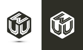 wuu lettre logo conception avec illustrateur cube logo, vecteur logo moderne alphabet Police de caractère chevauchement style.