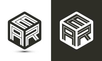 oreille lettre logo conception avec illustrateur cube logo, vecteur logo moderne alphabet Police de caractère chevauchement style.