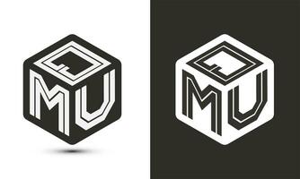 qmu lettre logo conception avec illustrateur cube logo, vecteur logo moderne alphabet Police de caractère chevauchement style.