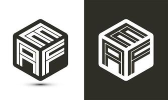 eaf lettre logo conception avec illustrateur cube logo, vecteur logo moderne alphabet Police de caractère chevauchement style.