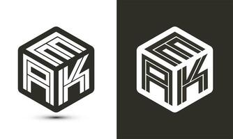 eak lettre logo conception avec illustrateur cube logo, vecteur logo moderne alphabet Police de caractère chevauchement style.