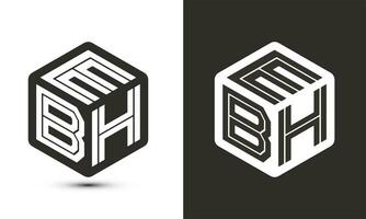 ebh lettre logo conception avec illustrateur cube logo, vecteur logo moderne alphabet Police de caractère chevauchement style.