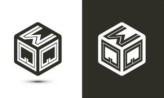 wqq lettre logo conception avec illustrateur cube logo, vecteur logo moderne alphabet Police de caractère chevauchement style.