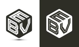 ebv lettre logo conception avec illustrateur cube logo, vecteur logo moderne alphabet Police de caractère chevauchement style.