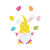 vecteur illustration personnage mignonne gnomes avec lapin oreilles pour Pâques et printemps saison imprimable t chemise. dessin animé style Pâques gnome.