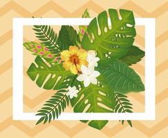 décoration de fleurs avec des feuilles tropicales nature vecteur