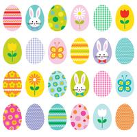 Icônes de cercle de Pâques avec poussin lapin et fleurs