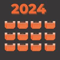 2024 calendrier planificateur modèle, un page calendrier vecteur