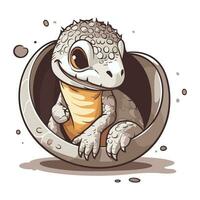 mignonne reptile dans le trou sur une blanc Contexte. vecteur illustration