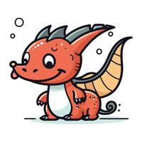 mignonne dessin animé dinosaure. vecteur illustration de une marrant peu dragon.