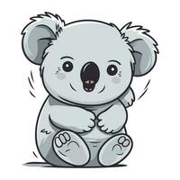 mignonne dessin animé koala séance sur blanc Contexte. vecteur illustration.