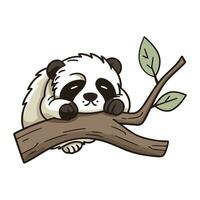 Panda en train de dormir sur une branche. mignonne dessin animé vecteur illustration.