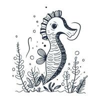 mignonne hippocampe dans le mer. esquisser pour votre conception vecteur