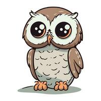 mignonne dessin animé hibou isolé sur une blanc Contexte. vecteur illustration.