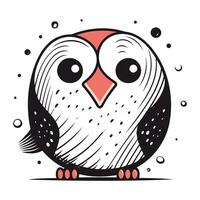 mignonne dessin animé hibou sur une blanc Contexte. vecteur illustration dans griffonnage style.