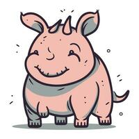 mignonne hippopotame dessin animé personnage. vecteur illustration de une mignonne hippopotame