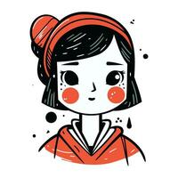 vecteur illustration de une fille avec rouge yeux et une rouge Bandeau.