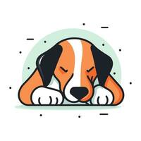 mignonne dessin animé chien dormant. vecteur illustration dans plat linéaire style.
