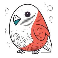 vecteur illustration de mignonne peu rouge oiseau isolé sur blanc Contexte. ligne art style.