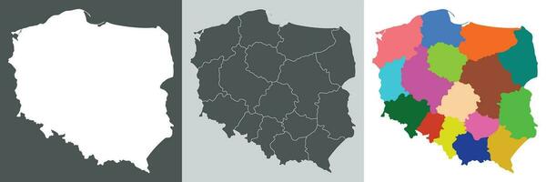 Pologne carte. carte de Pologne dans ensemble vecteur