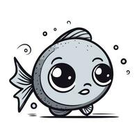 mignonne kawaii poisson dans dessin animé style. vecteur illustration.