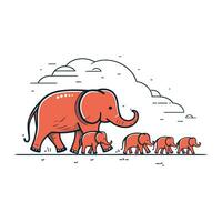vecteur illustration de une mignonne l'éléphant avec petits sur blanc Contexte.