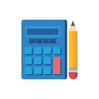 calculatrice isolée et conception de vecteur de crayon