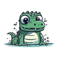 mignonne dessin animé crocodile. vecteur illustration de une marrant crocodile.