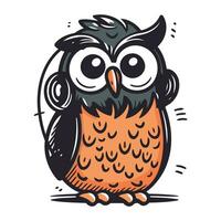 mignonne dessin animé hibou. vecteur illustration isolé sur une blanc Contexte.