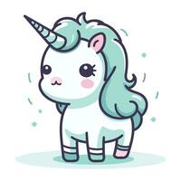 mignonne dessin animé Licorne. vecteur illustration isolé sur une blanc Contexte.