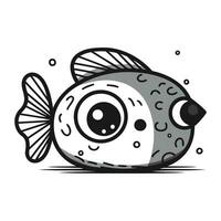 mignonne dessin animé poisson. vecteur illustration sur blanc Contexte. isolé.
