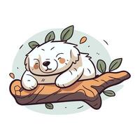 mignonne chiot en train de dormir sur une enregistrer. vecteur illustration dans dessin animé style.