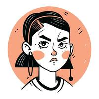 portrait de une triste femme. vecteur illustration dans dessin animé style.