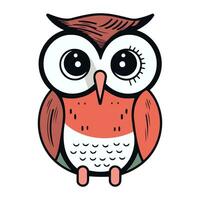 mignonne dessin animé hibou. vecteur illustration isolé sur une blanc Contexte.