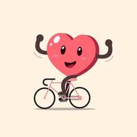 cyclisme de personnage de coeur de dessin animé vecteur