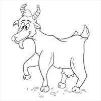 Chèvre drôle de caractère animal dans le livre de coloriage de style de ligne vecteur