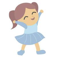 une dessin animé fille dans une bleu robe est dansant vecteur