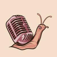 une escargot avec une microphone sur ses retour vecteur