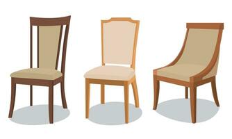 collection de plat conception chaises de divers variation, moderne en bois chaises. vecteur illustration