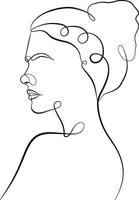 femelle abstrait visage portrait dessin de une femelle visage dans une minimaliste ligne style vecteur