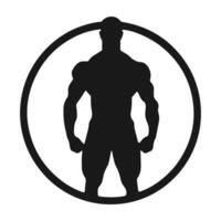 une logo de permanent homme vecteur isolé silhouette conception Gym concept dans cercle