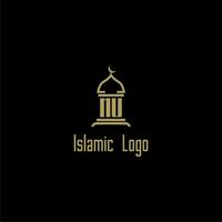 mu initiale monogramme pour islamique logo avec mosquée icône conception vecteur