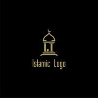 li initiale monogramme pour islamique logo avec mosquée icône conception vecteur