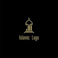 jd initiale monogramme pour islamique logo avec mosquée icône conception vecteur