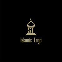 st initiale monogramme pour islamique logo avec mosquée icône conception vecteur