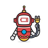 Charge de batterie faible du robot de personnages mignons vecteur